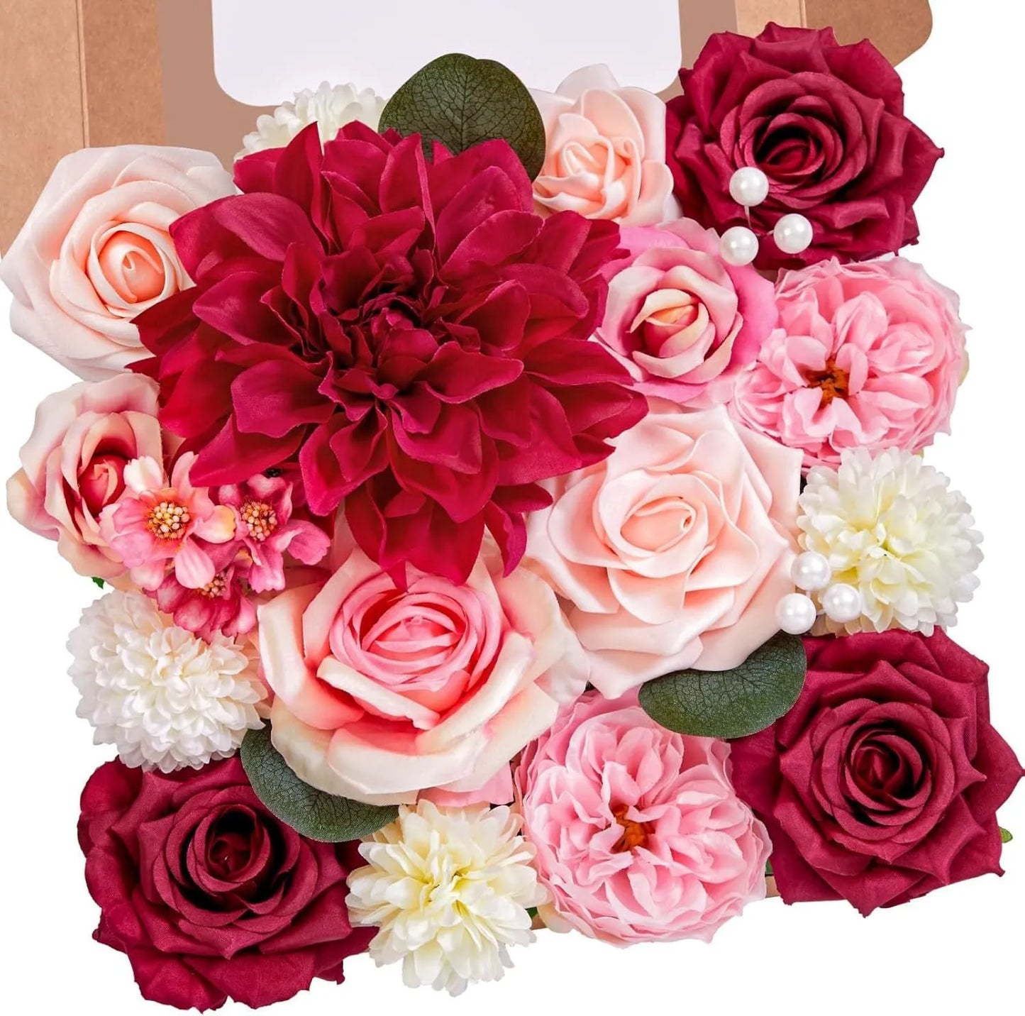 Silk flower wedding simulation box flower for layout planning in a selection of colours.