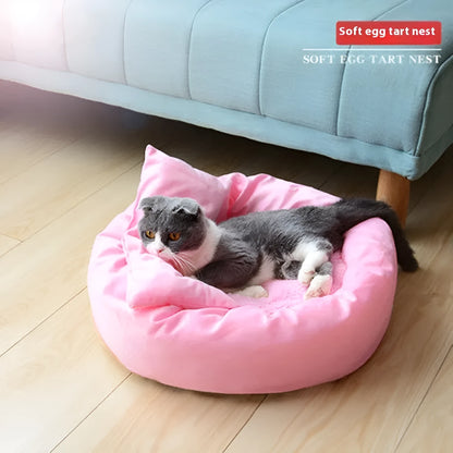 Circular cotton-filled pet dog bed with optional pillow in light grey colour