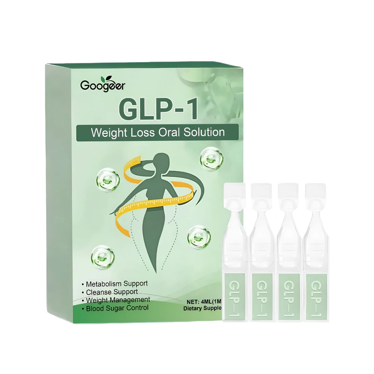 Four small 1ml vials of GLP-1 dietary supplement liquid nursing drops