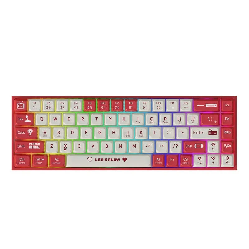AJAZZ AK680 hot-swappable mechanical gaming keyboard in red-white colour with compact 68-key layout