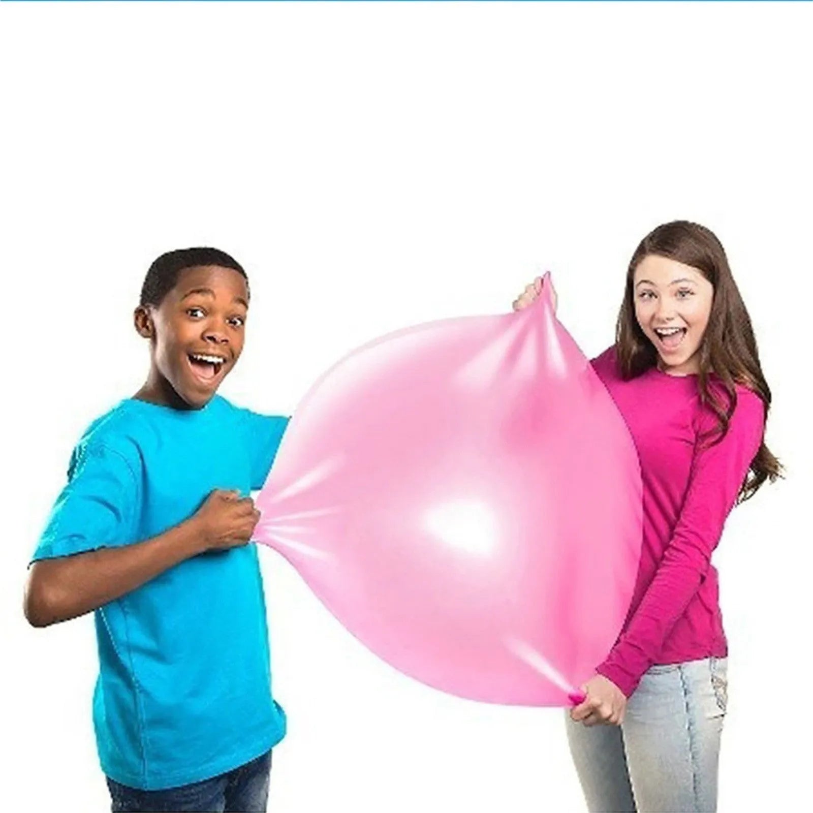 TPR inflatable ball in blue colour showing 70cm diameter measurement with self-sealing valve visible