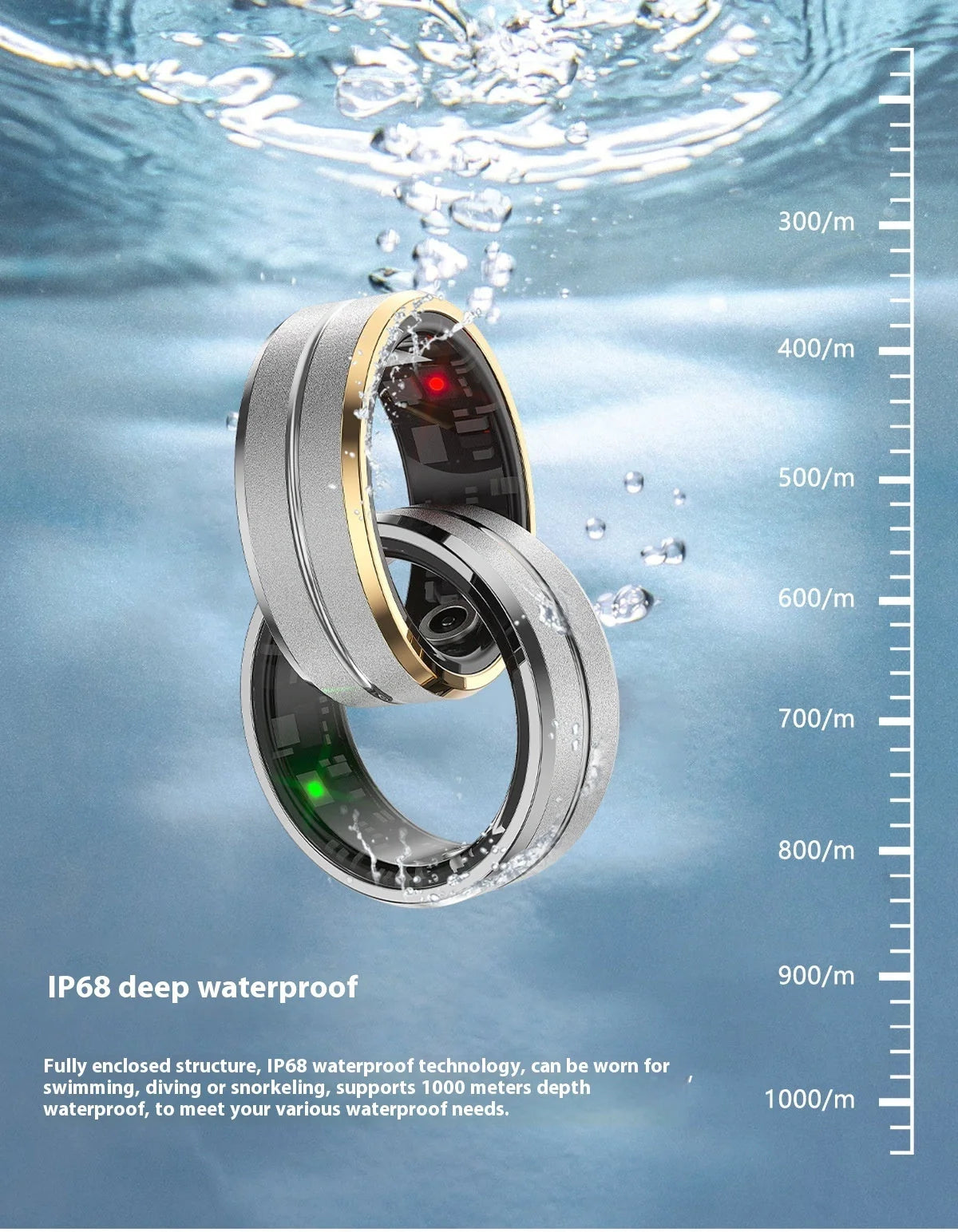 2024 Smart Ring with health monitoring features in various colors and sizes
