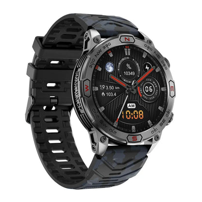 Sports smartwatch with AMOLED screen on silicone wristband showing heart rate display