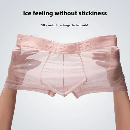 Men's thin flat-knit boxer shorts in black, showing the minimalist design and soft texture of the quick-dry fabric.