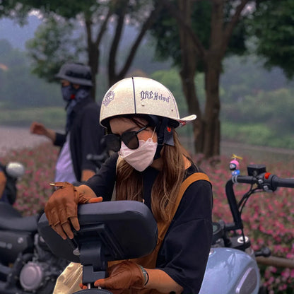 Electric bicycle helmet with retro half design in bright black gradient blue colour, showing ABS material construction and gradient lens