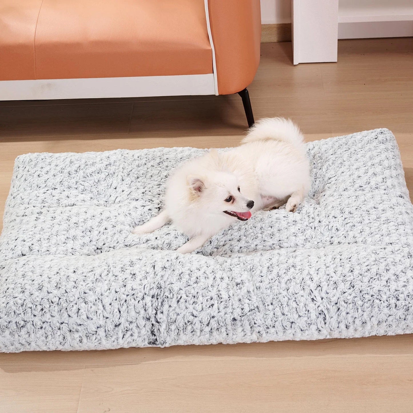 Premium rose velvet orthopedic dog bed with soft, fluffy cotton lining for maximum comfort and support