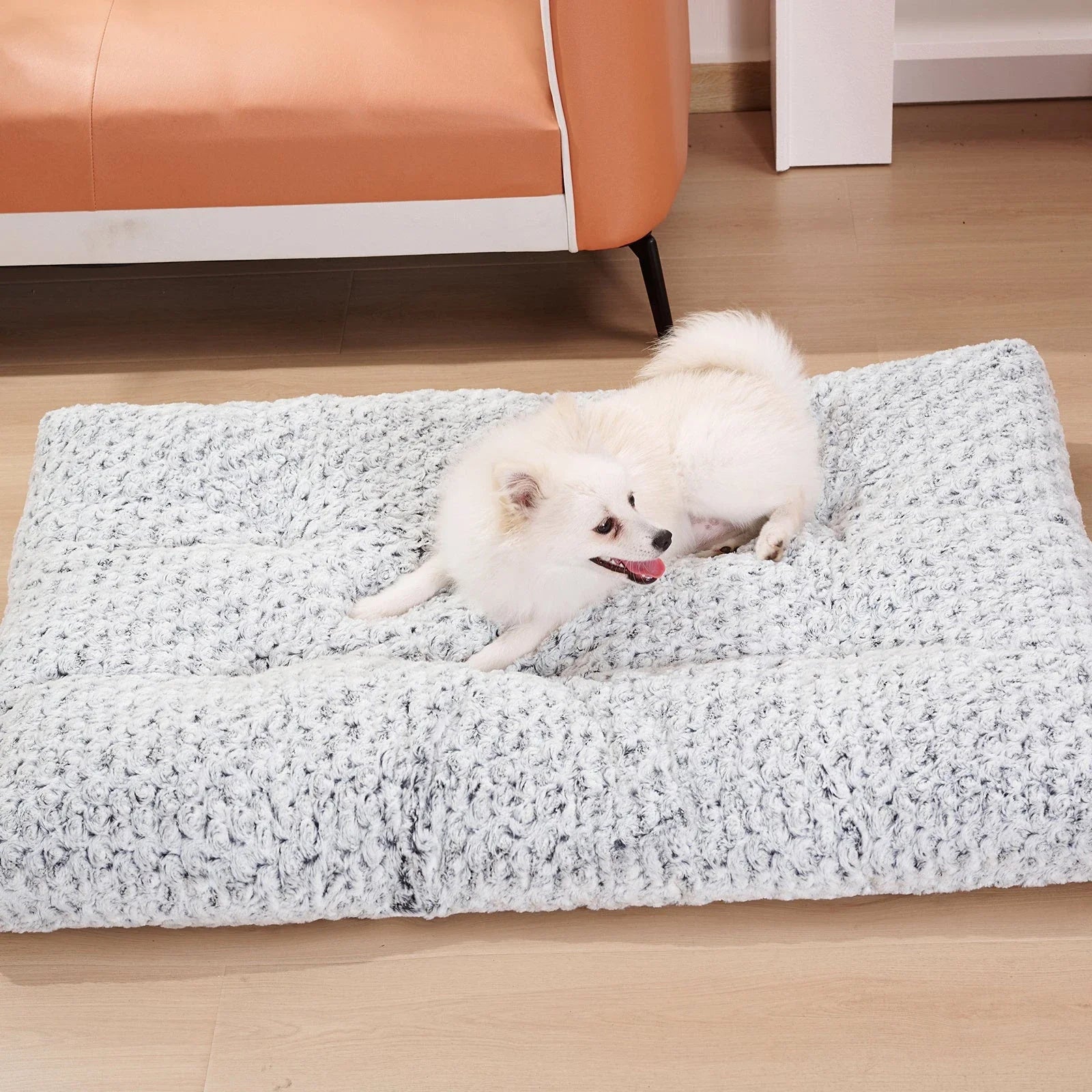 Premium rose velvet orthopedic dog bed with soft, fluffy cotton lining for maximum comfort and support
