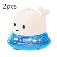 Electric induction whale spray toy for baby bath time with automatic water spray and flashing lights