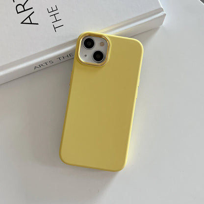 Full-cover liquid silicone metal iPhone case in solid colour with shockproof anti-fingerprint design