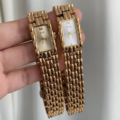 Bracelet-style women's watch with 15mm dial, 7mm thickness, and mineral glass mirror in silver or gold colours