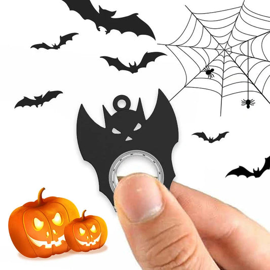 Halloween-themed bat demon ghost fidget spinner keychain toy for stress relief