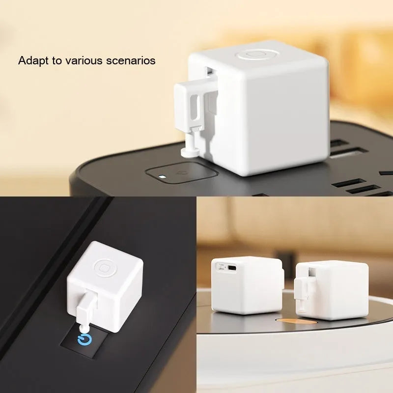 White intelligent Bluetooth finger robot, 34.5x34.5x46.5mm, 36g, Type-C rechargeable, 10N thrust, 12mm movement