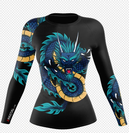 Women's Blue Dragon Longsleeve Top with unique design for active and casual wear