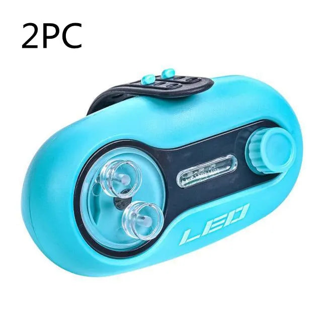 Telescopic fishing rod alarm with night fishing signal light in blue or black rocker/turntable styles