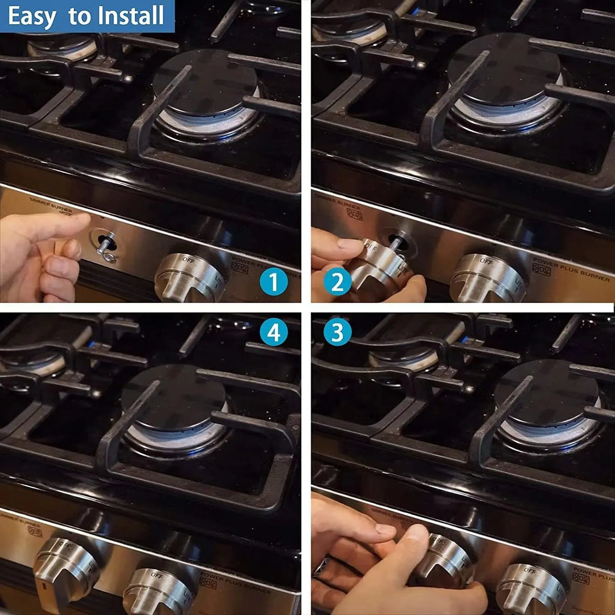 Silver metal oven control knob with 5.3cm diameter scale.