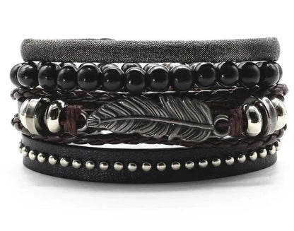 Men's vintage braided leather bracelet, a stylish and durable accessory for any occasion.