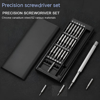 24-in-1 magnetic precision screwdriver set with chrome vanadium steel shaft and multiple 4mm bits
