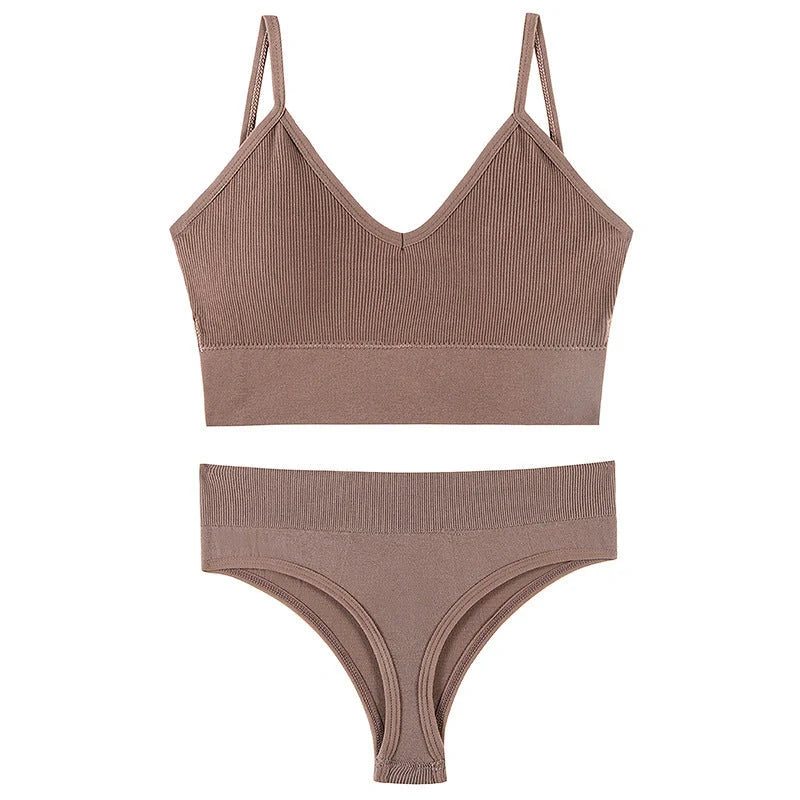 Women's Wireless Push-up Bra Set with French Triangle Cup in various colors and sizes
