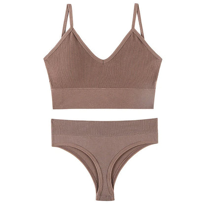 Women's Wireless Push-up Bra Set with French Triangle Cup in various colors and sizes