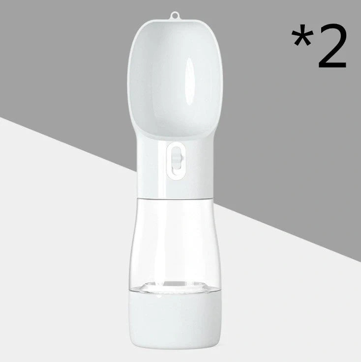 Traveling Out Portable Dog Water and Food Dispenser in pink, green, blue, and gray