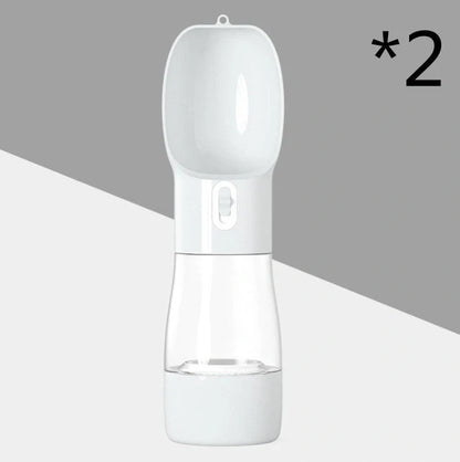 Traveling Out Portable Dog Water and Food Dispenser in pink, green, blue, and gray