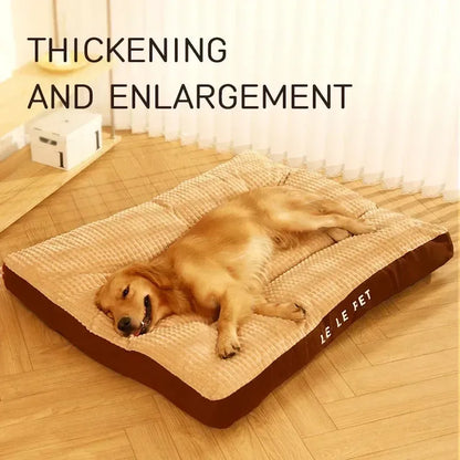 Soft fleece dog bed with a detachable mat cushion in green colour for a large dog