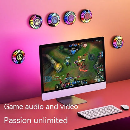 Black square magnetic RGB ambience light panel measuring 60x60cm on a dashboard.