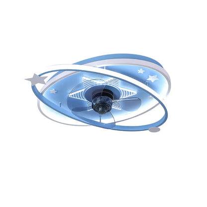 Modern iron chandelier for children's bedrooms with blue accents and remote control
