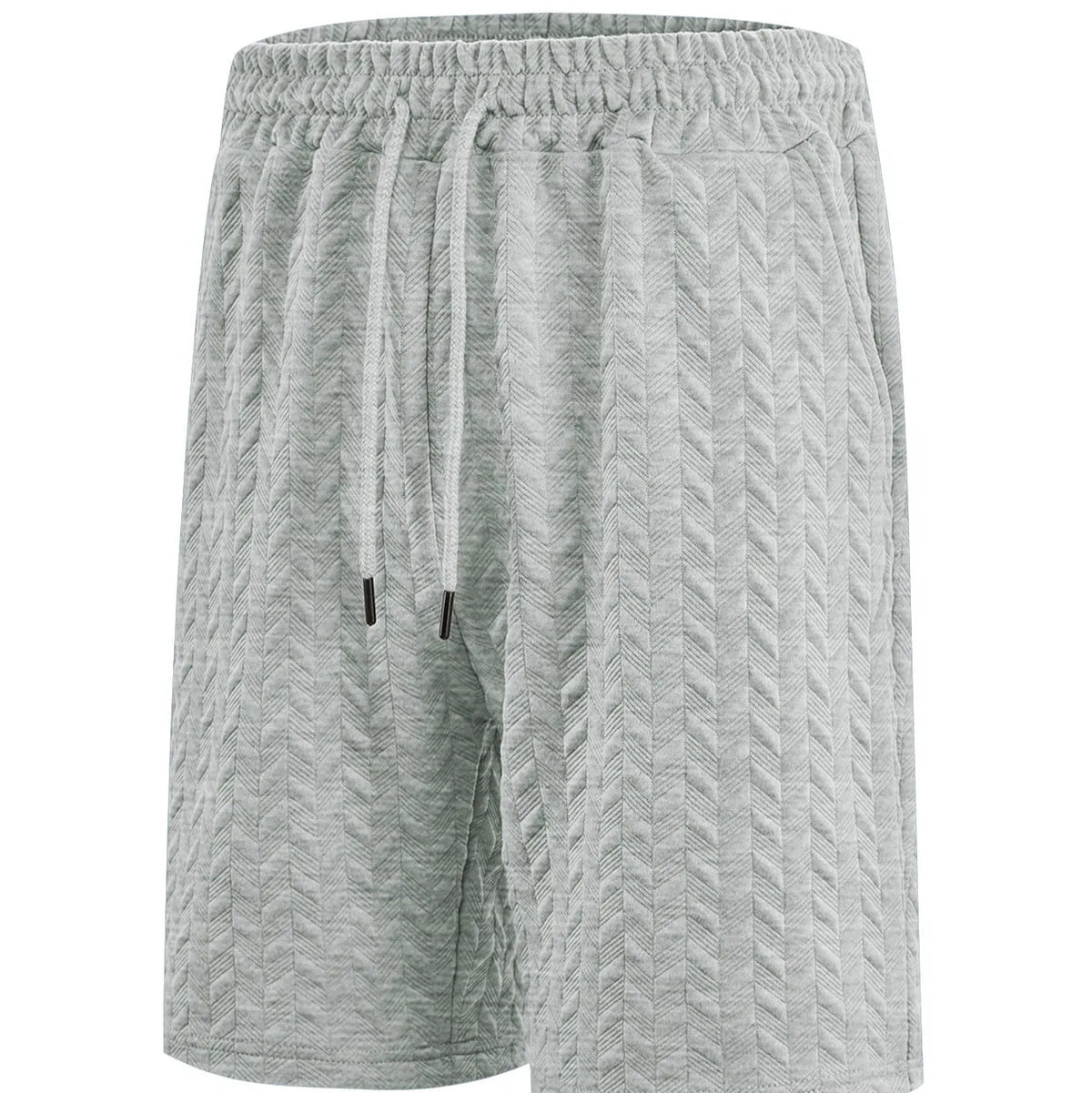 Men's loose jacquard drawstring casual beach pants in polyester, shorts length, available in seven colours and sizes S to 3XL