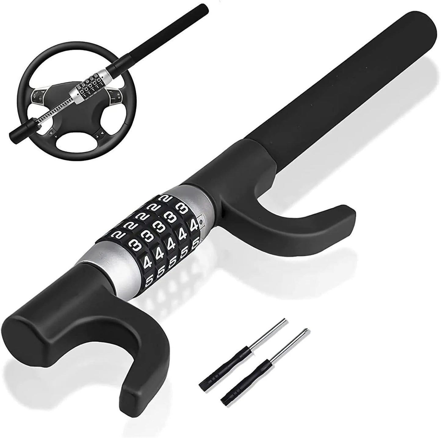 Car anti-theft password steering wheel U-lock in alloy steel with combination dial