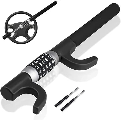 Car anti-theft password steering wheel U-lock in alloy steel with combination dial