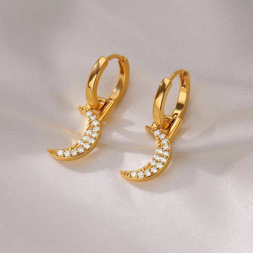 Women's copper geometric butterfly earrings with diamond treatment in heart, bow, and star shapes, multiple colour options