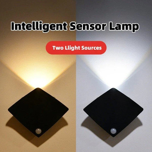 Motion-activated wireless LED wall lamp with adjustable sensor and long-lasting battery for hands-free home decor lighting