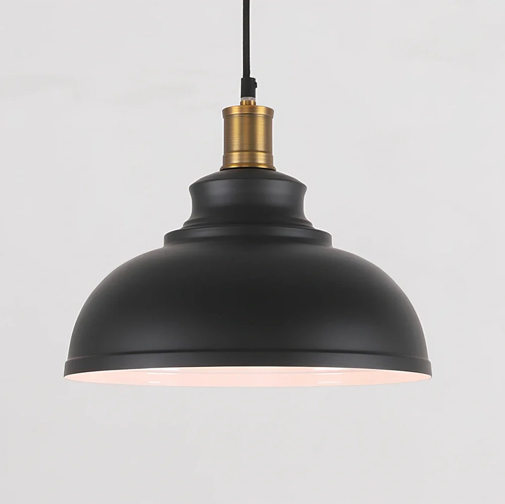 Industrial pendant light with 29cm iron shade and adjustable cord for kitchen island installation