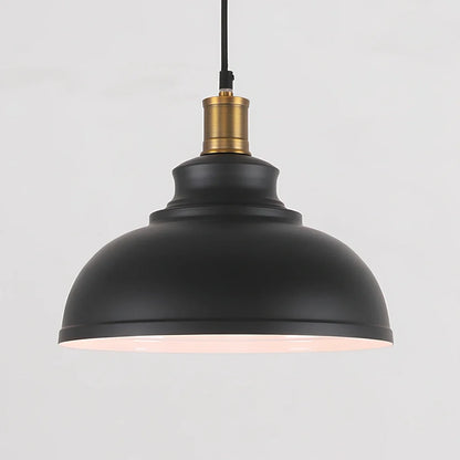 Industrial pendant light with 29cm iron shade and adjustable cord for kitchen island installation