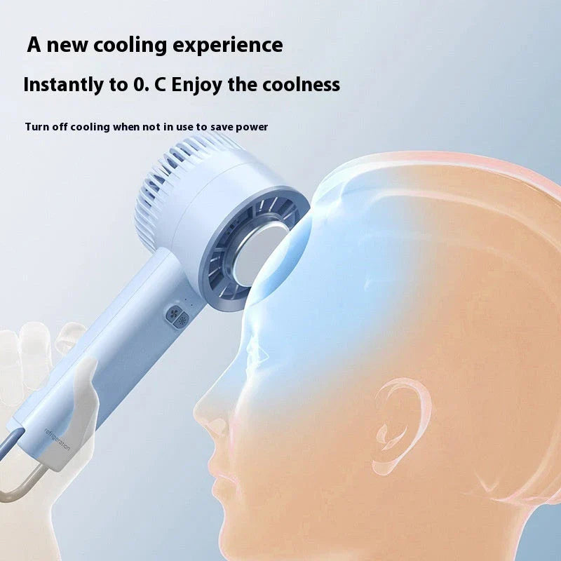 Powerful handheld turbo fan with ice-cooling technology for portable, refreshing airflow anytime