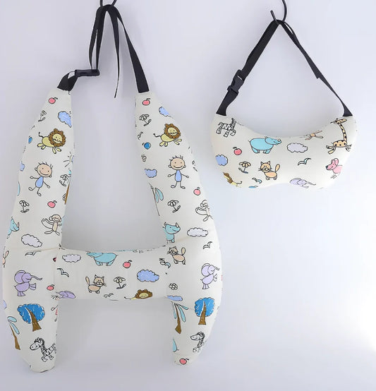 Children's 70x55cm cartoon car sleeping pillow in bear design with cotton cover and polyester filling for travel support
