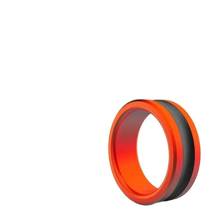 Orange and silver alloy fishing hand guard with non-slip pull loop