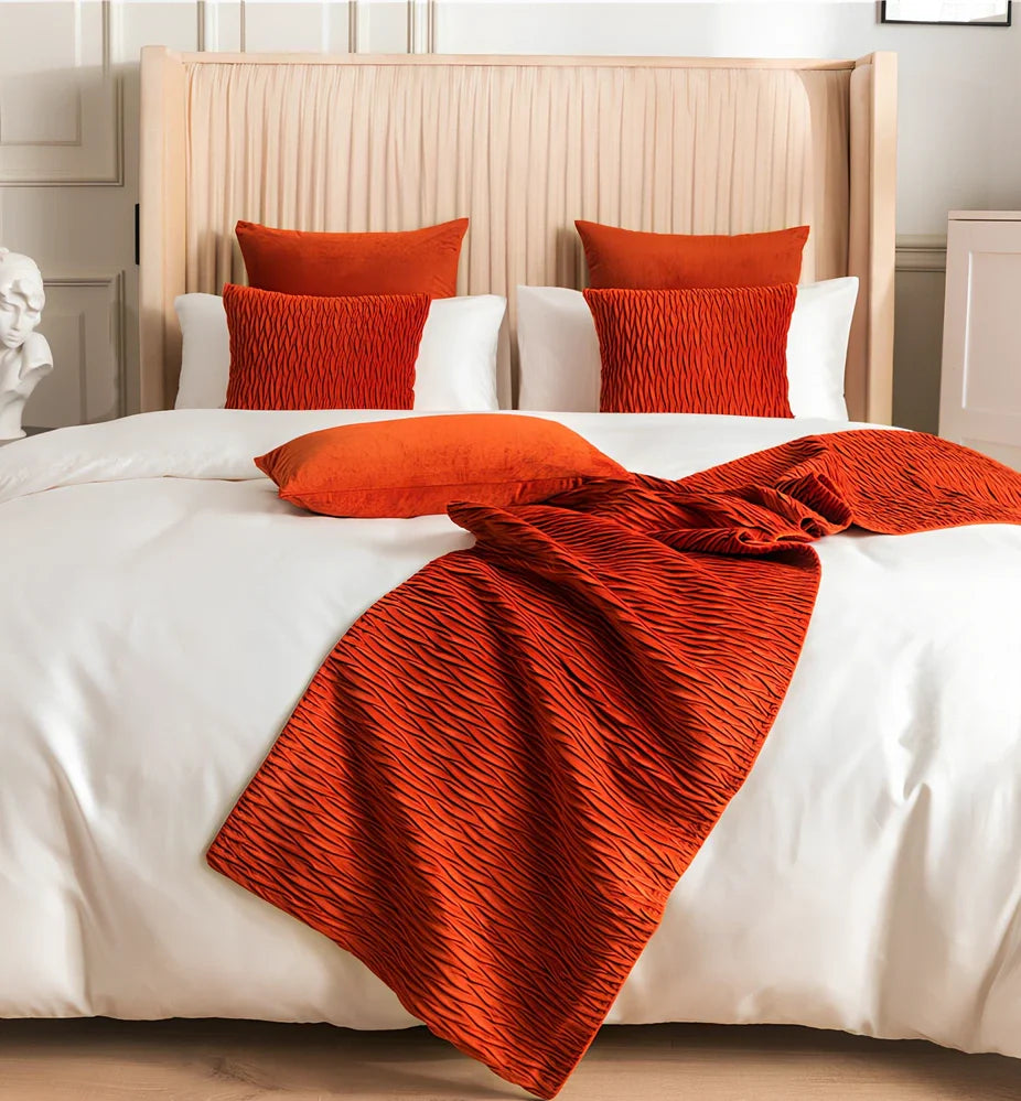 Pure cotton bed flag with texture pillow cover in various colours and UK bed sizes