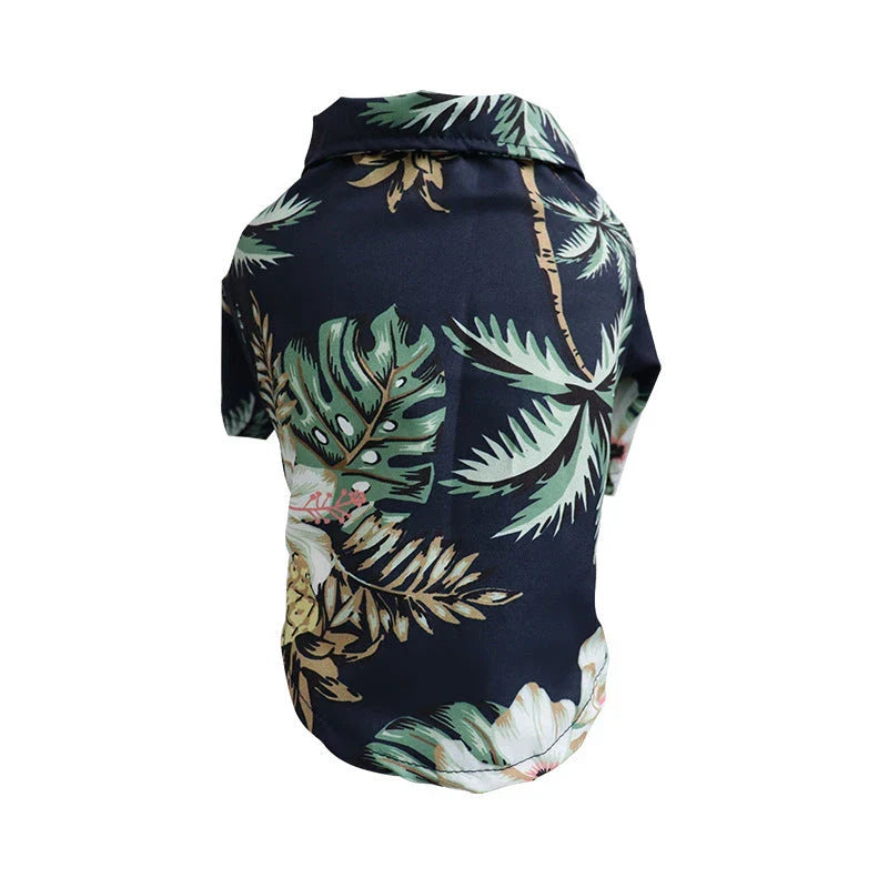 Breathable Hawaiian-style pet shirt for dogs and cats in various tropical colors and patterns