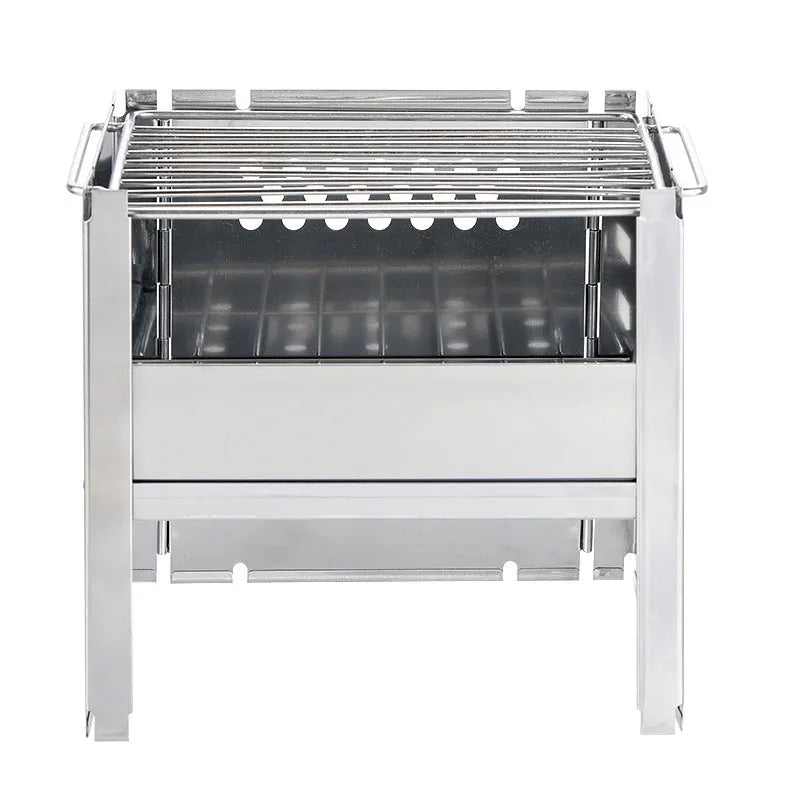 Portable stainless steel camping barbecue grill with removable SUS201 grill for 3-5 people