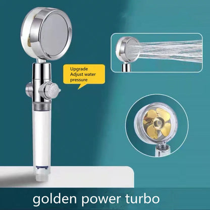 360° Rotating Shower Head with Built-In Fan - Premium ABS Plastic Construction, Water-Saving High-Pressure Spray