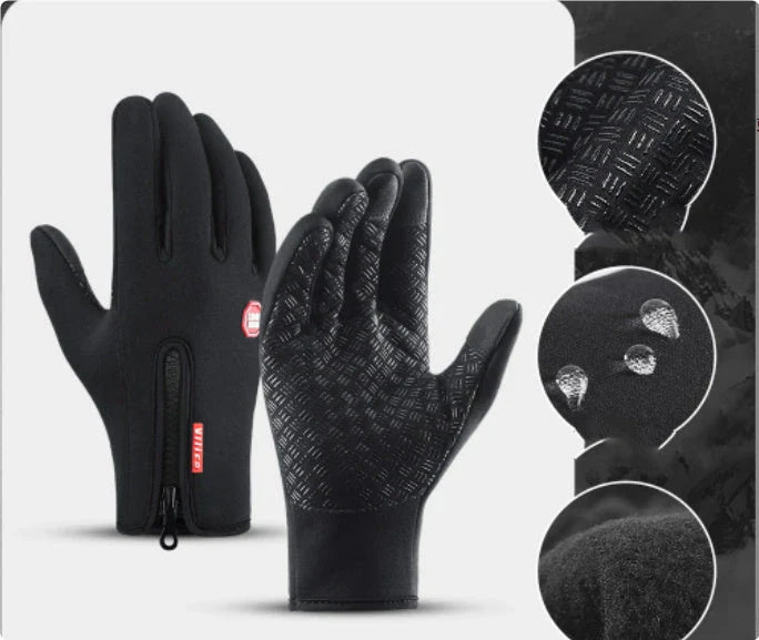 Pair of durable touchscreen-compatible winter riding gloves in various colors