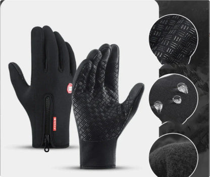 Pair of durable touchscreen-compatible winter riding gloves in various colors