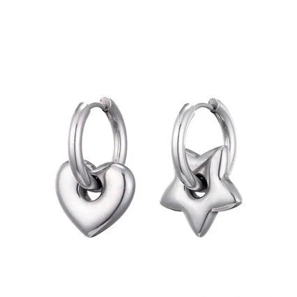 Elegant stainless steel earrings with a glossy finish, showcasing a variety of geometric shapes and colours to complement any British-inspired fashion
