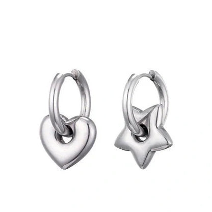 Elegant stainless steel earrings with a glossy finish, showcasing a variety of geometric shapes and colours to complement any British-inspired fashion