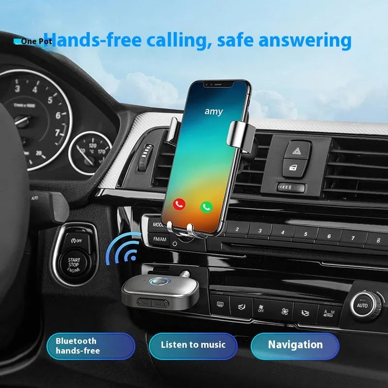 Bluetooth 5.3 audio receiver W1 for hands-free car use with 10m range and Plug and Play