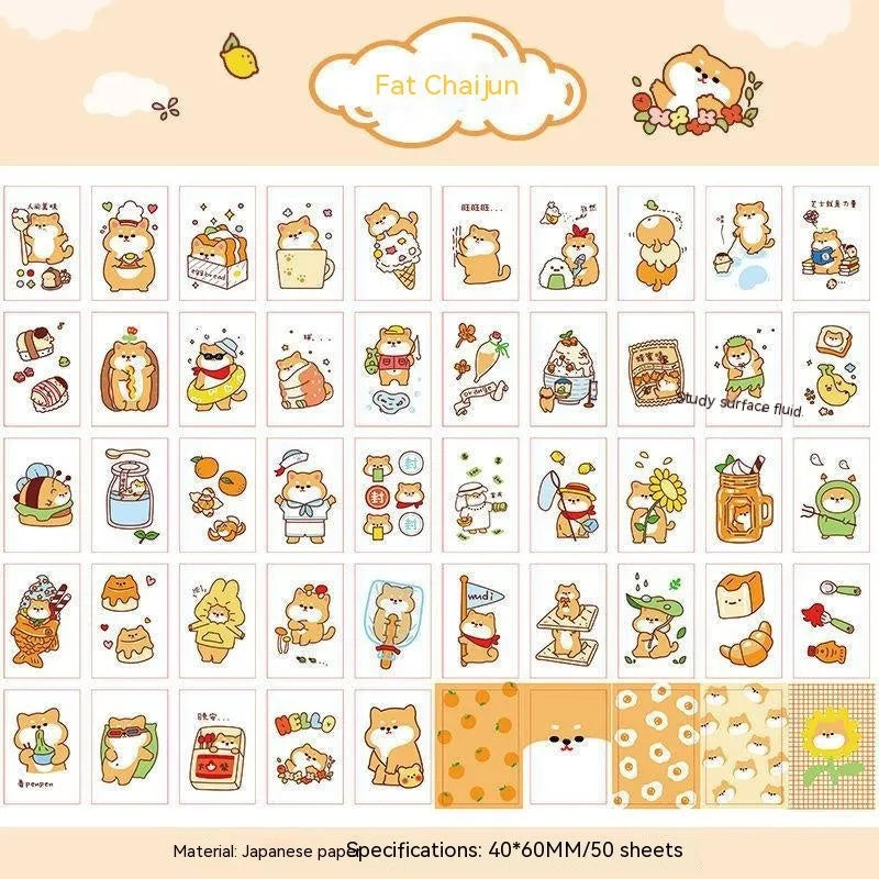 Japanese cartoon character sticker sheet with 50 self-adhesive 40x60mm vinyl decals for notebook decoration