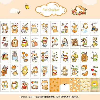 Japanese cartoon character sticker sheet with 50 self-adhesive 40x60mm vinyl decals for notebook decoration