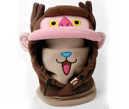 Ski helmet cover with cartoon animal designs including brown bear and white bear patterns for winter sports